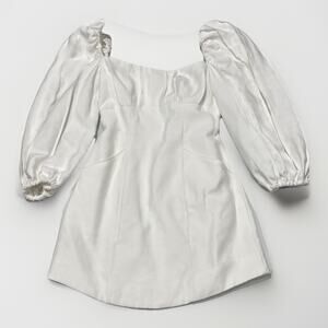 C/Meo Collective Cocktail Mini Dress XS Puffed Sleeve White Cottagecore Party